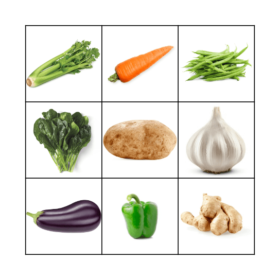 Vegetable Bingo Card