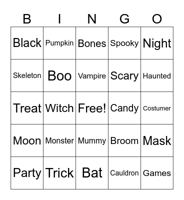 Halloween Bingo Card
