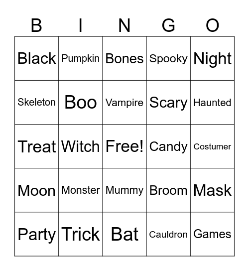 Halloween Bingo Card