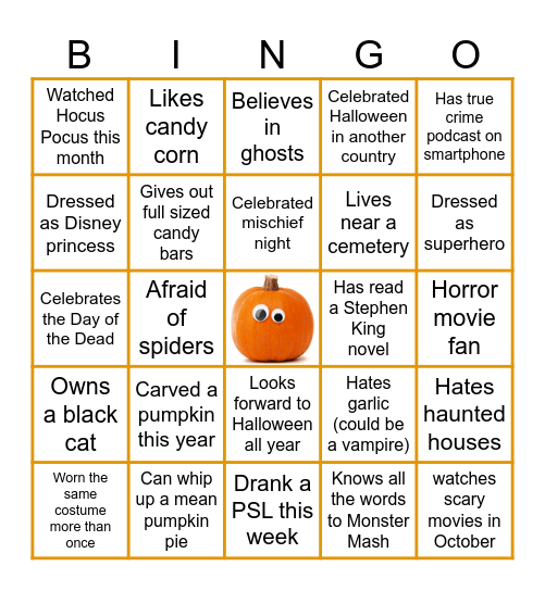 Halloween Team Building Bingo Card