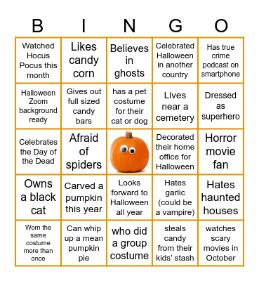 Halloween Team Building Bingo Card