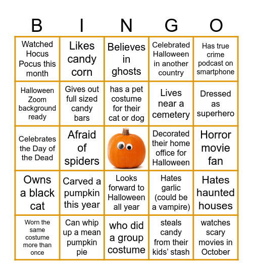 Halloween Team Building Bingo Card