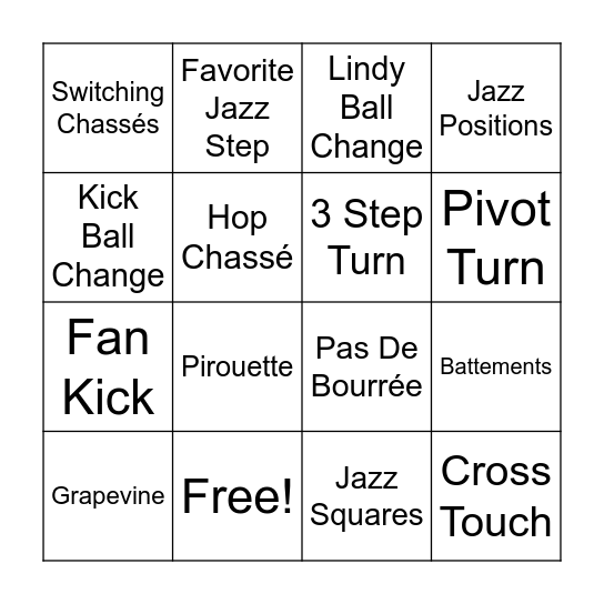 Contemporary Jazz Bingo Card