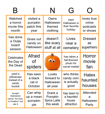 Halloween Team Building Bingo Card