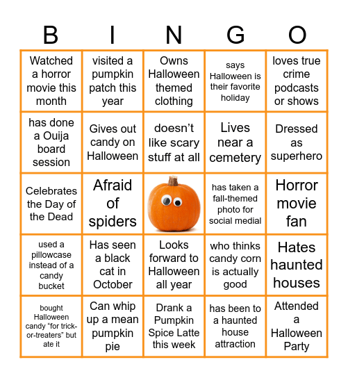 Halloween Team Building Bingo Card