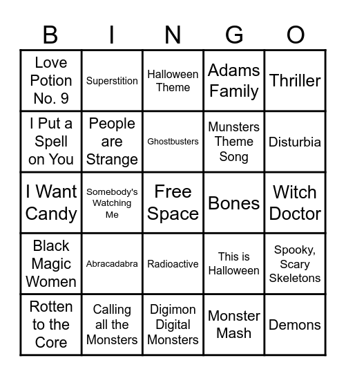 Halloween Bingo Card