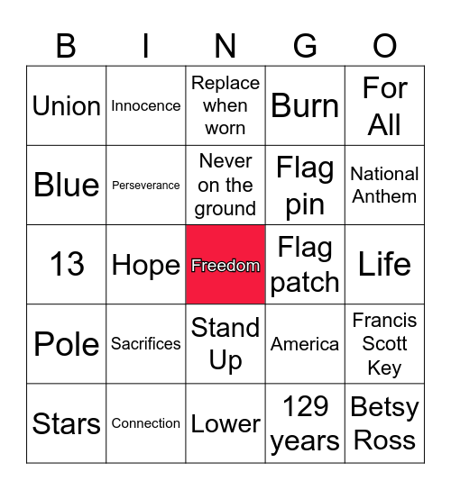The American Flag Bingo Card