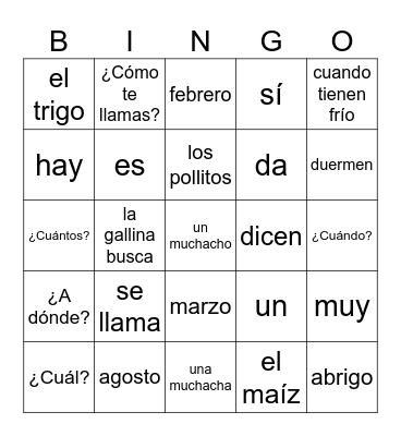 SOMOS Unit 1: Dice Bingo Card
