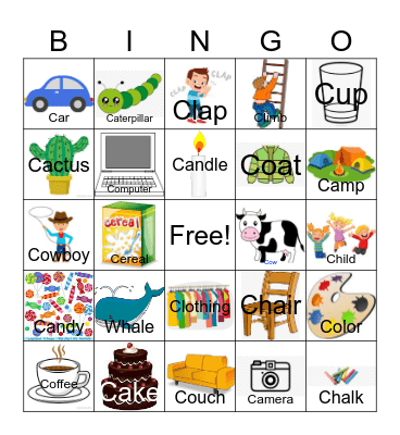 Letter "C" Bingo Card