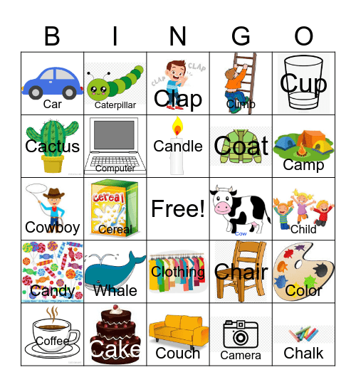 Letter "C" Bingo Card