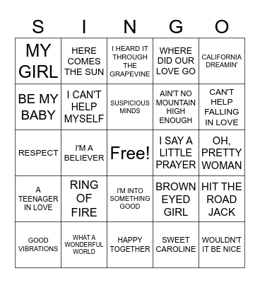 November Singo Bingo Card