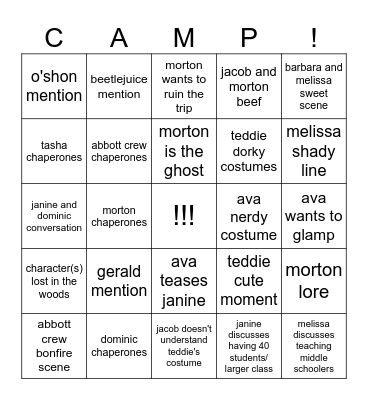 abbott elementary: Camping bingo Card