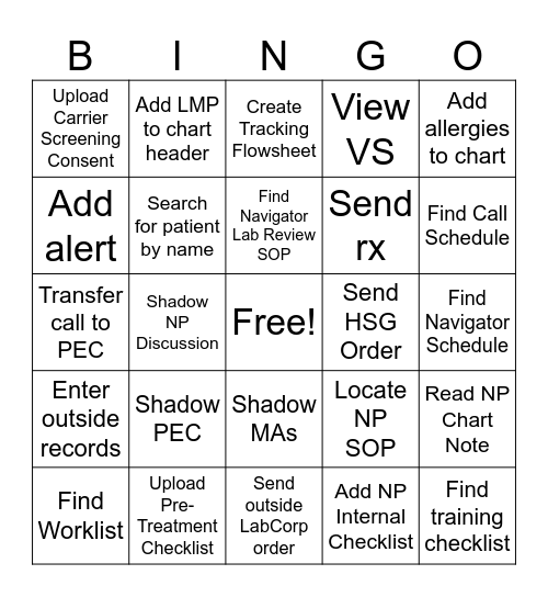 Onboarding Bingo! Bingo Card