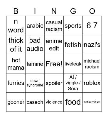 instagram bingo Card