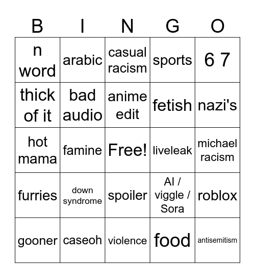 instagram bingo Card