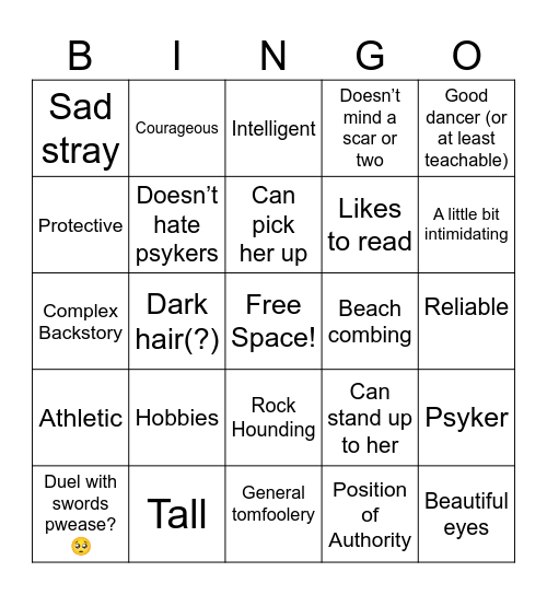 Are you Ana’s Type? Bingo Card
