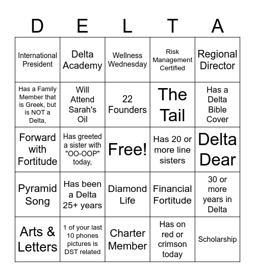 DST Membership #3 Bingo Card