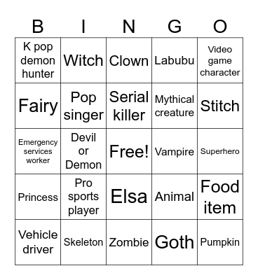 Victoria's Halloween Card Bingo Card