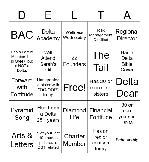 DST Membership #4 Bingo Card