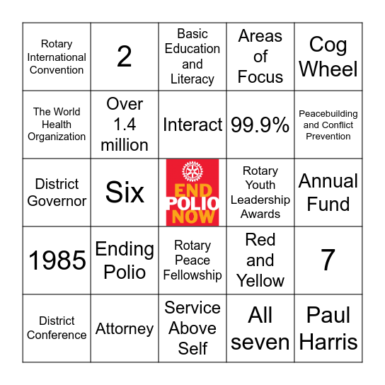 Rotary Club Of Brooksville Bingo Card