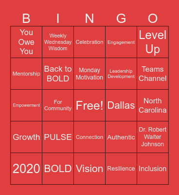 BOLD Anniverary Celebration Bingo Card