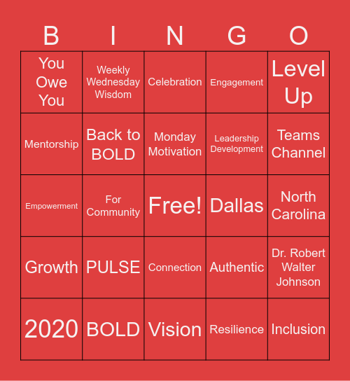 BOLD Anniverary Celebration Bingo Card