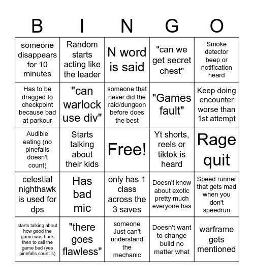 d2 lfg bingo Card
