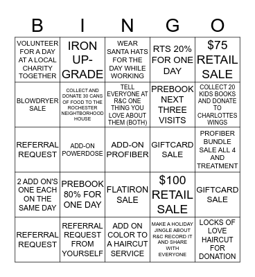 RUBY AND CLOVER HOLIDAY BINGO Card