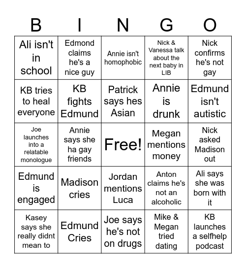 LIB Bingo Card