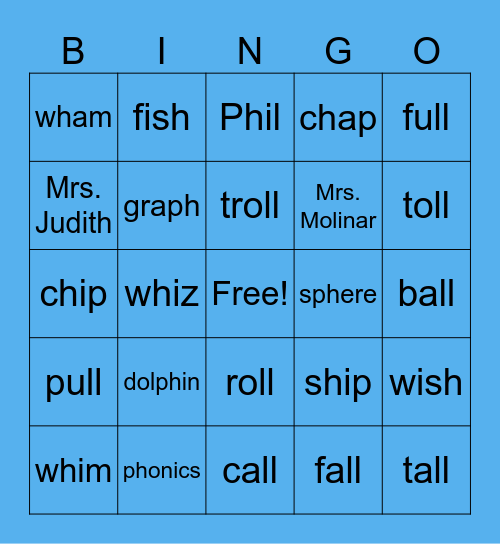 UFLI 50 PH WH Bingo Card