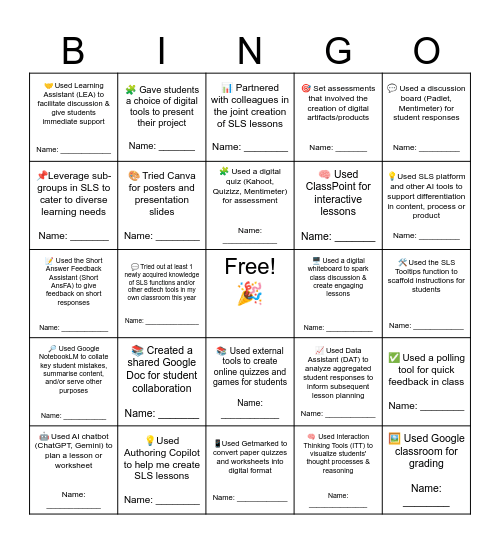 2025 EdTech BINGO ACTIVITY Bingo Card