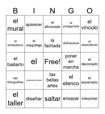 lecciones 7 y 8 vocab Bingo Card