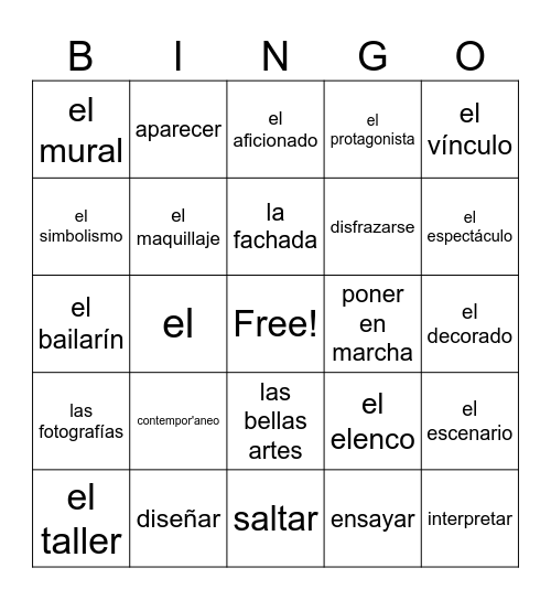 lecciones 7 y 8 vocab Bingo Card