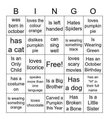 Halloween Find Someone Who... Bingo Card