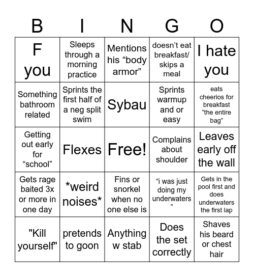 Lingo Sam Bingo Card