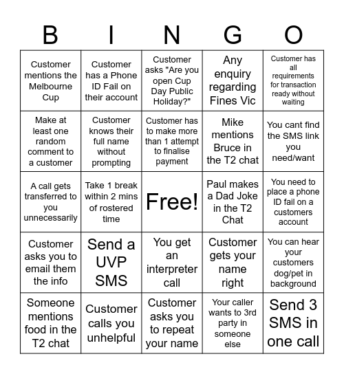 Monday Merriment Bingo Card