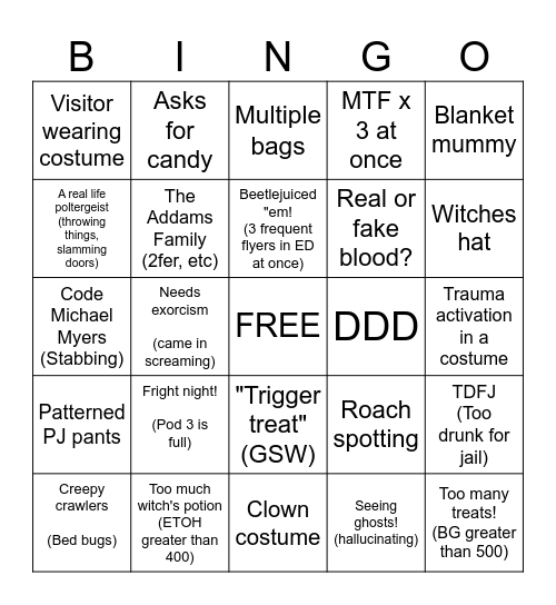 ED HALLOWEEKEND BINGO Card
