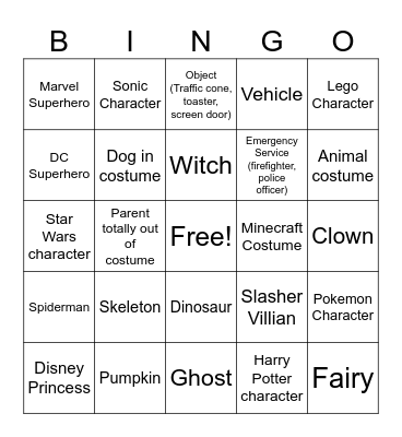 Trick or Treater Bingo 2025 Bingo Card