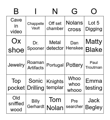 Oak Island Bingo Card