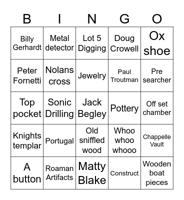 Oak Island Bingo Card