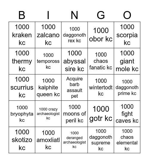 Amna's Slayer Extravaganza. Bingo Card