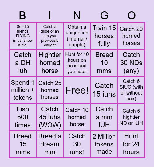 Wild Horse Island Bingo Card