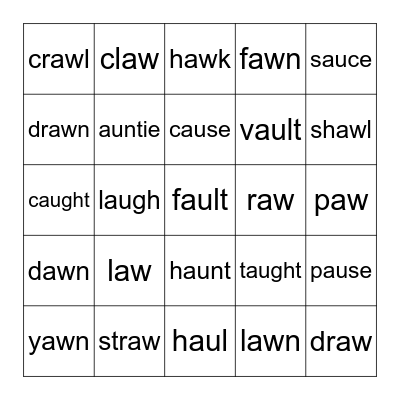 AW, AU, Bingo Card