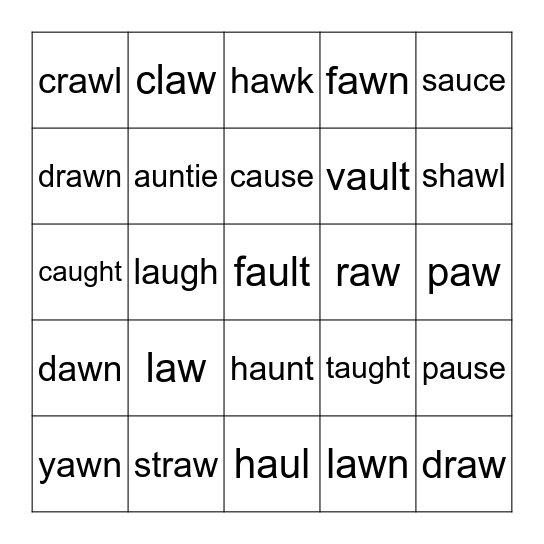 AW, AU, Bingo Card