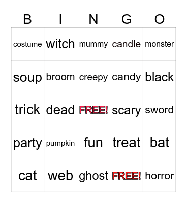 HAPPY HALLOWEEN Bingo Card