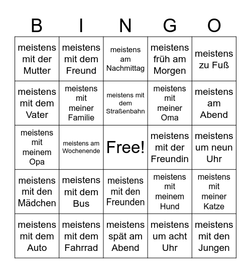 Beste Freunde 7 kl  L12 - saksa keel Bingo Card