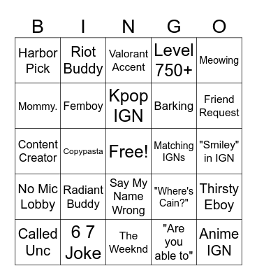 Untitled Bingo Card