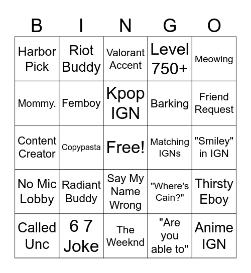 Untitled Bingo Card
