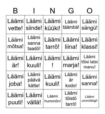 Võro kiil I (läämi!) Bingo Card
