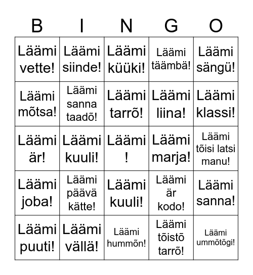 Võro kiil I (läämi!) Bingo Card